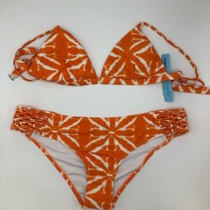 Brand new orange and white tye die bikini